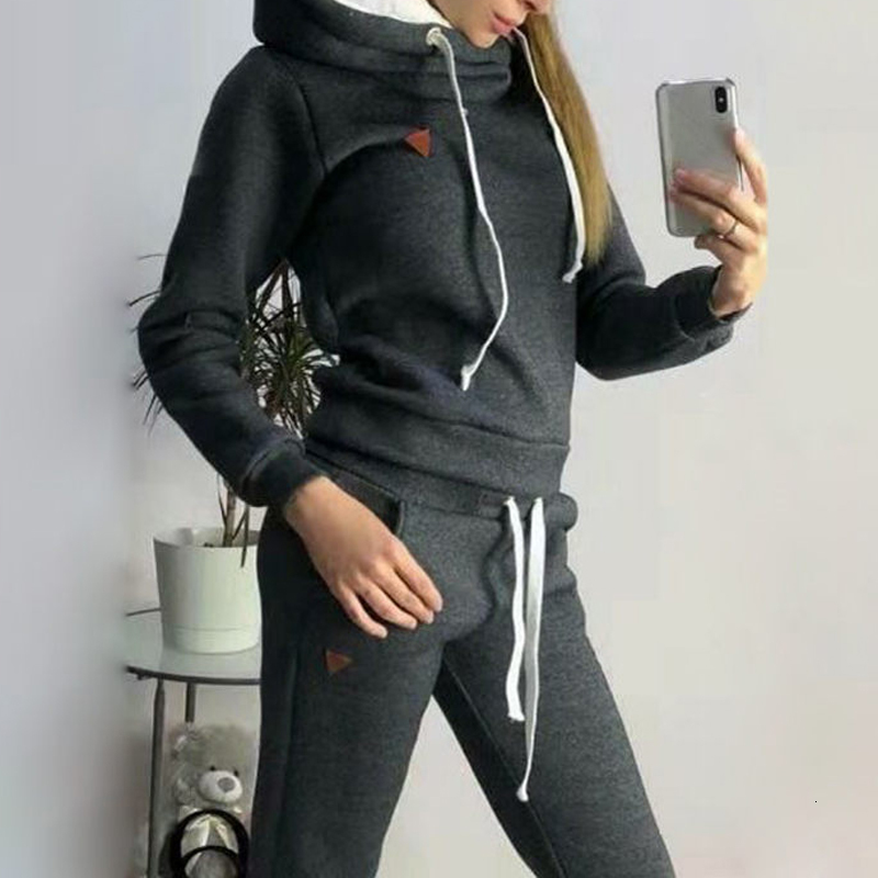 

2021 New Fashion Two Top and Pants Tracksuits Woman Set Spring Clothes for Women Lounge Wear 2 Piece Sets Thicken Suit D0p5, Pink