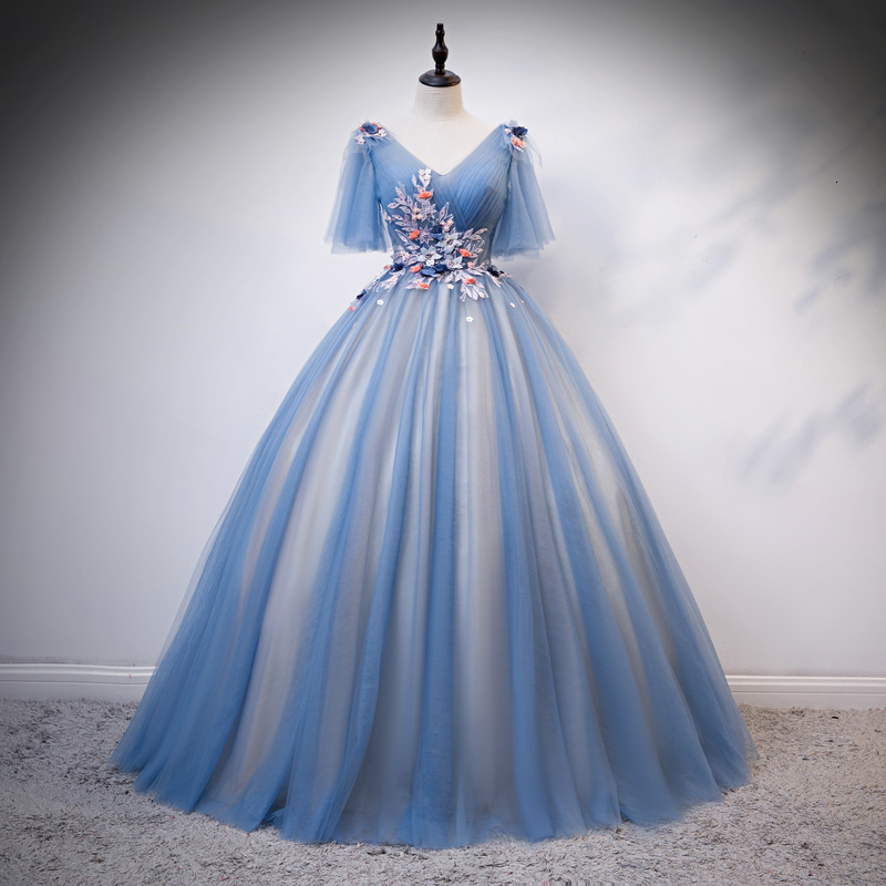 

Embroidery Stage Performance Women Elegant Date Ceremony Party Prom Gown Formal Gala Events Luxury Wedding Evening Dress 4ckv, Blue