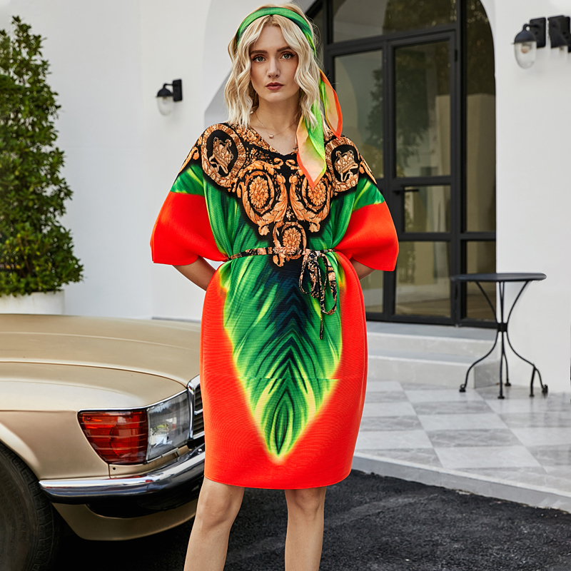 

2021 New Summer Autumn Plus Size Vintage Women Pleated Bat Sleeves Gorgeous Indie Clothes with Scaf E9g7, Yellow