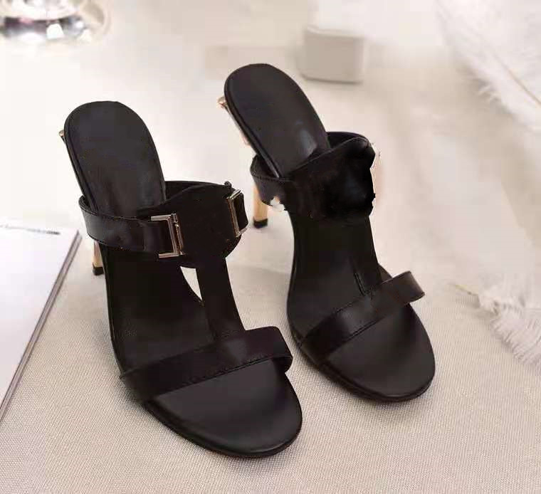 

sandal The latest fashion goddess slope heel sandals high quality comfortable feet beautiful elegant temperament you are worth havin 34-42, Black
