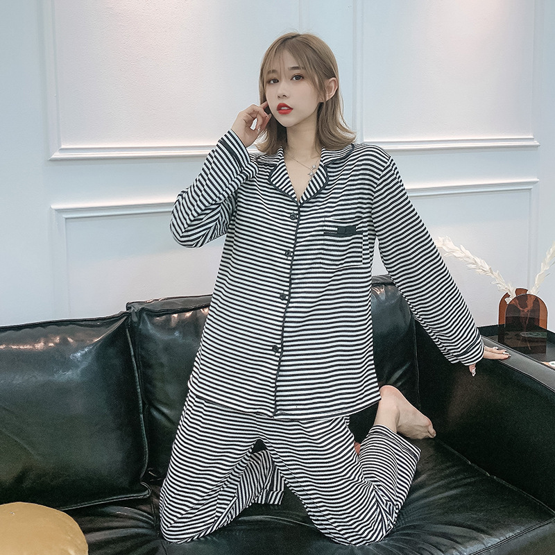 

Women Strip 2pcs Pickma Their Tail Shirt Blonde Loose Nightwear -xxl Spring New Coincidental House Clothes 5oyy, Striped