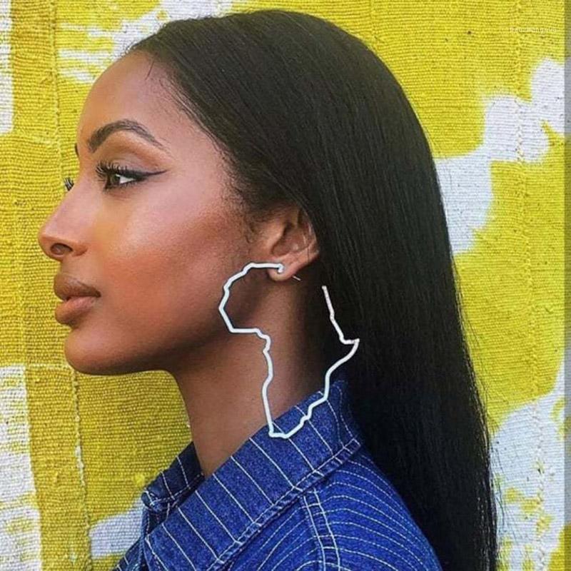 

Stud Exaggerated Africa Map Big Earrings Hollow Geometric Stainless Steel For Women Party Jewelry Wholesale A16, Golden;silver