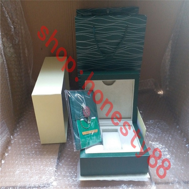 

Luxury designer Top Quality boxes Dark Green Watch Box Gift Woody Case For Rolex Watches Booklet Card Tags and Papers In English Swiss WatchesBoxes 0037