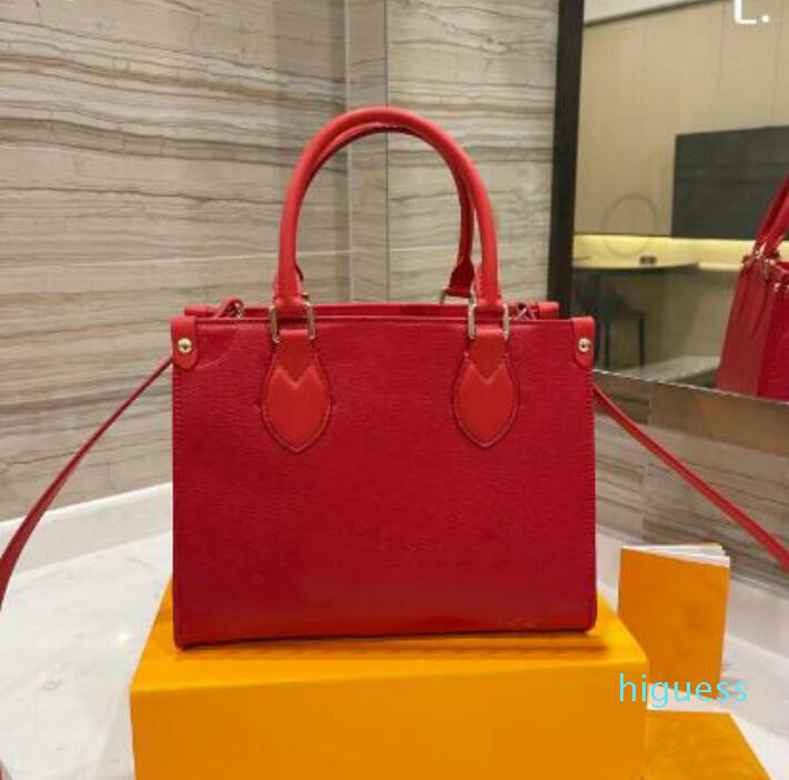 

Designer- Women bags Shopping Bags crossbody Genuine leather book tote Handbag embossed Fashion Shoulder handbags purse, Red