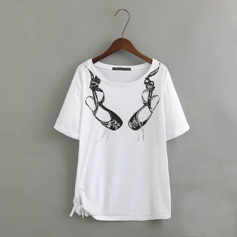 

Women Casual Cotton Tee Tops Street wear O neck Lace Up Tshirt Tees Summer Ladies XZ2352 210603, White