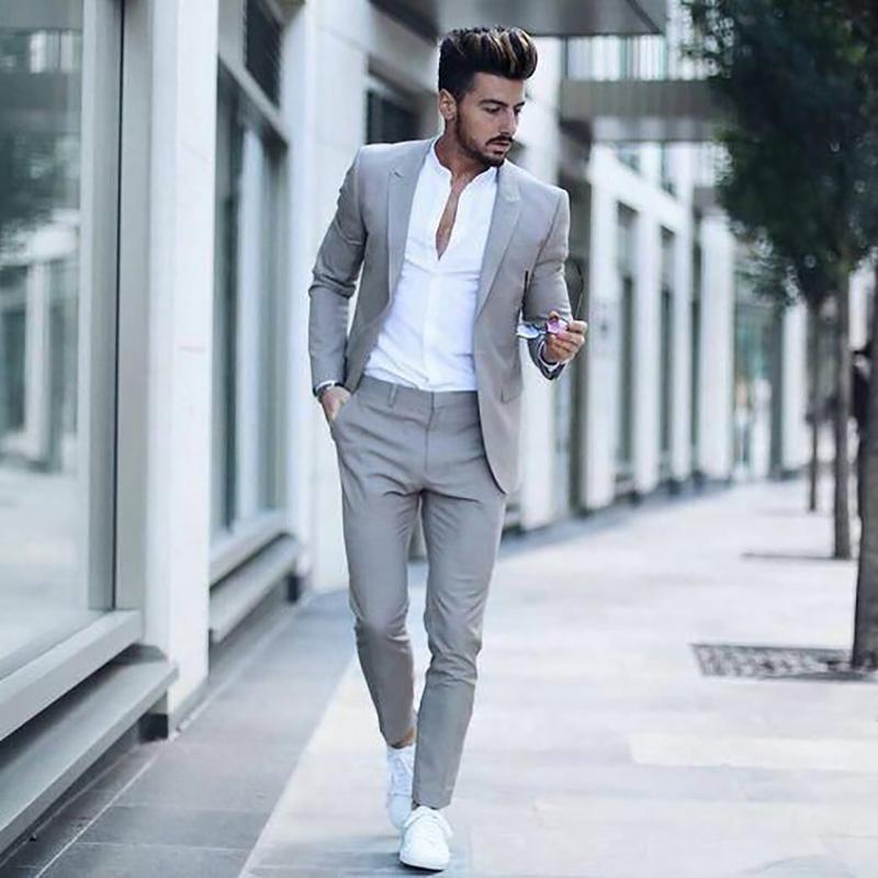 

Men's Suits & Blazers 2021 Latest Coat Pant Designs Casual Grey Men For Wedding Business Street Elegant Simple Terno Costume 2 Pieces, Multi