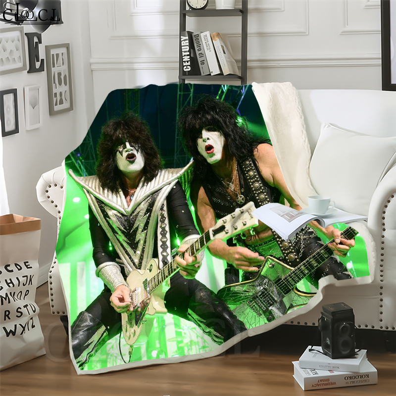 

CLOOCL New Heavy Metal Kiss Band 3D Print Hip-hop Style Conditioning Blanket Sofa Teens Bedding Throw Blankets Plush Quilt
