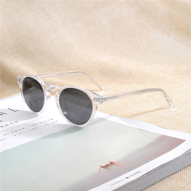 

Gregory Peck Vintage Clear Designer men women Sunglasses OV5186 Polarized sun glasses OV 5186 with Original case 7L5N, White;black