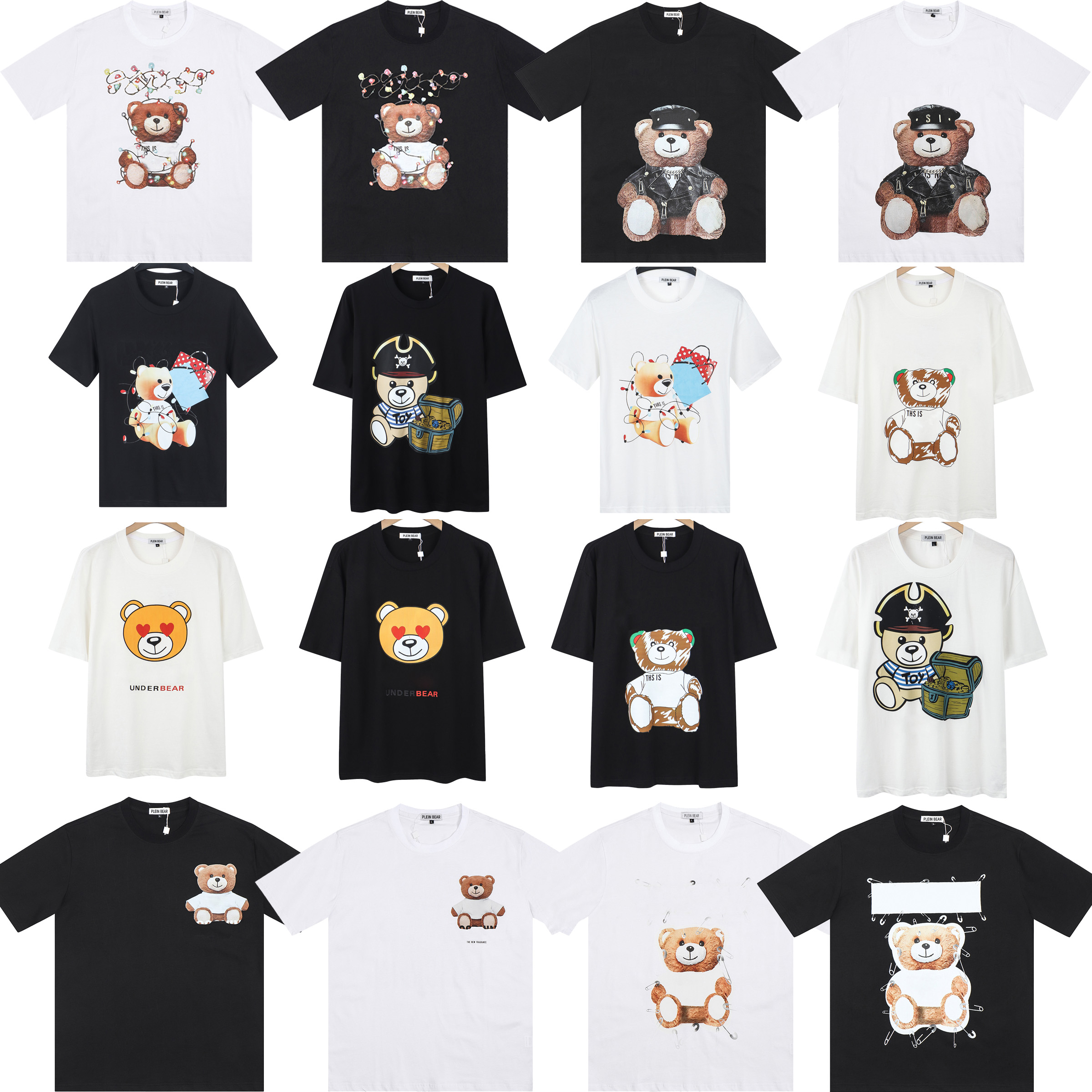

PLEIN BEAR T SHIRT Mens Designer Tshirts Teddy Bear Knitted T-shirt Classical High Quality Hip Hop Streetwear Tshirt Casual Top Tees PB 87459, 09