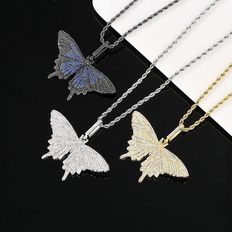 

Pendant Necklaces Funmode Luxury Butterfly Shape Design Rope Cuban Link Chain Cubic Zircon Pave Charm Necklace For Women Wholesale FN223