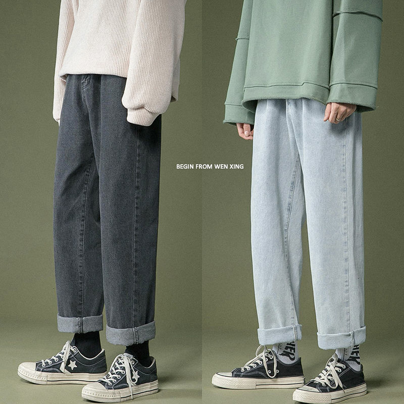 

2021 New Wide-leg Men' Fashion Casual Retro Jeans Men Streetwear Wild Hip-hop Straight Denim Trousers Mens -3xl Pqkq, Black