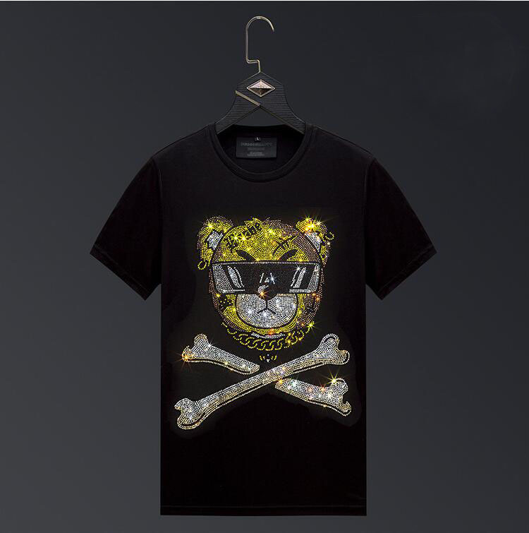

2021 New of Men Hot Drill Diamond Streetwear Tshirts with Short Sleeves, Neck T-shirts in the Upper Form, More Size 4xl 4nd9, The picture shown