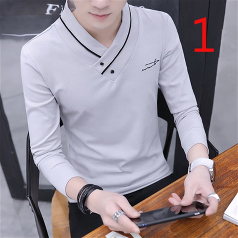 

2021 Tide Brand Autumn New T-shirt Male Round Neck Simple Cotton Loose V7pe