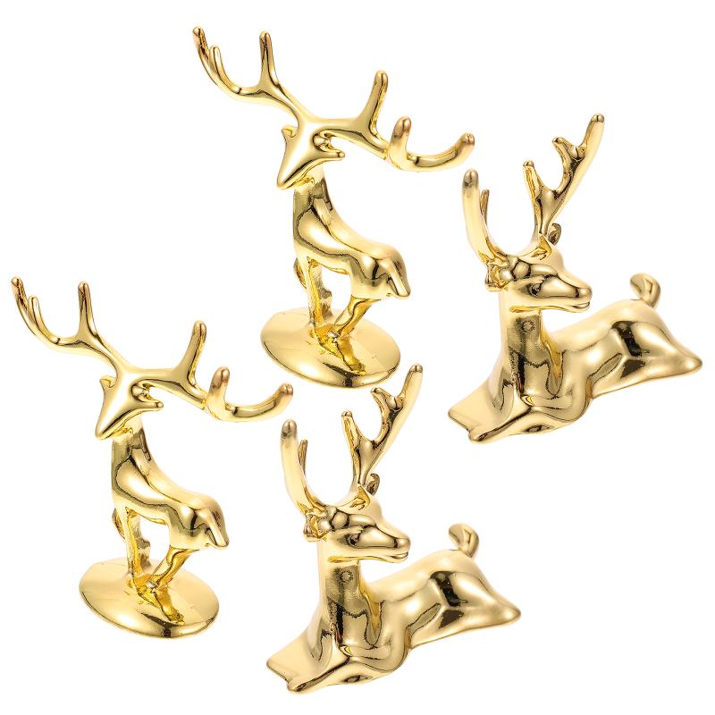 

Christmas Decorations 4PCS Gift Jewelry Plate Decor Elk Shape Desktop Adornments