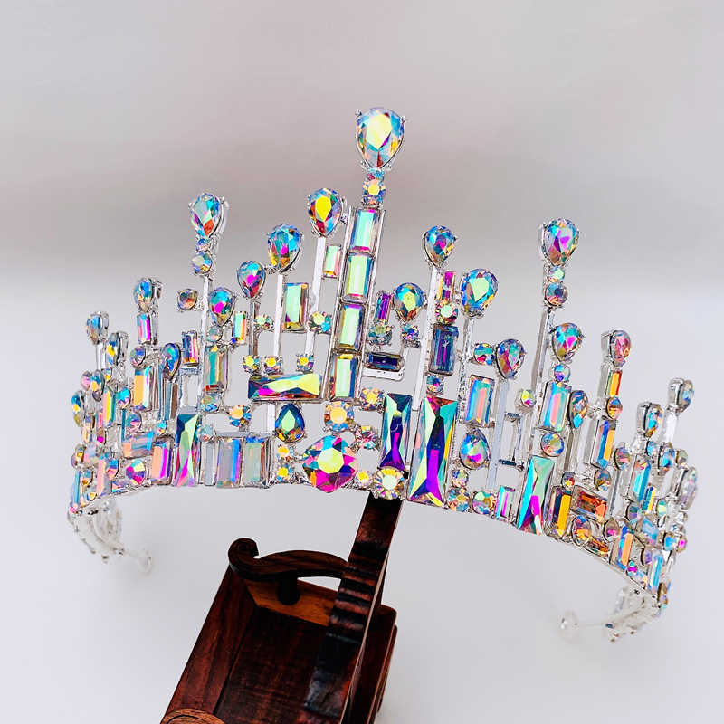 

Luxury Bridal Tiaras Crown Baroque Full AB Crystal Diadem for Bride Headbands Wedding Hair Jewelry Dress Accessories 210616