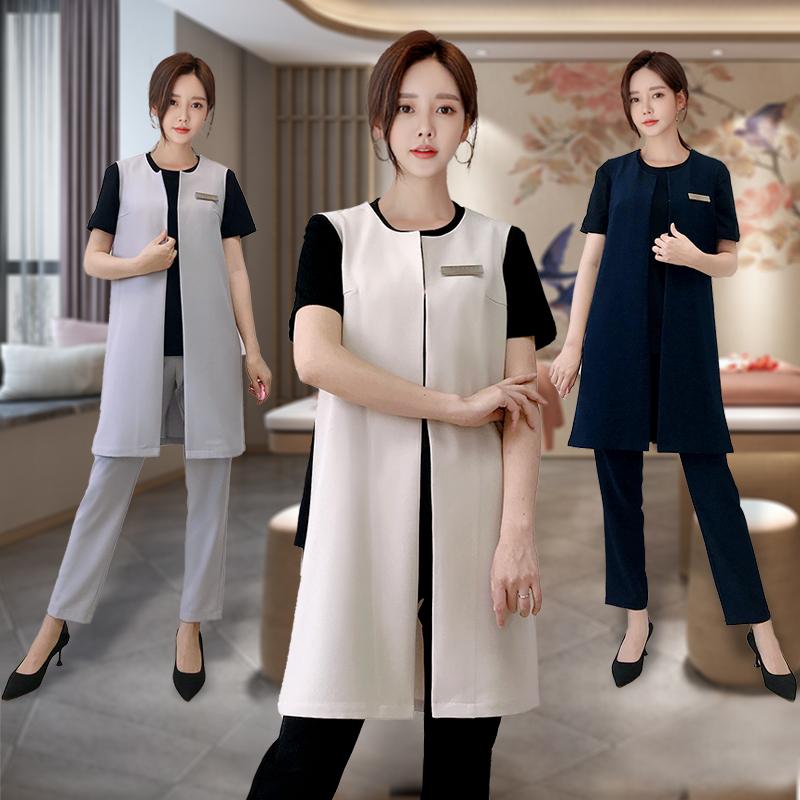 

Women's Two Piece Pants Beauty Salon Women Beautician 3 Pieces Sets Working Uniforms Sauna Foot Bath Receptionist Workwear Spa Massage Femal, Women suits 4