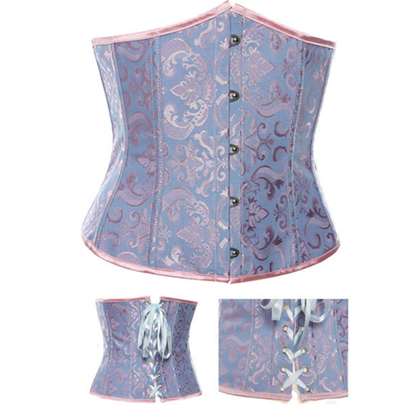 

Woman Bustiers Corset Fashion Lace Up Back Steel Boned Bustiers Top Corsets Underbust Waist Trainer Floral Corpete Corselet, As shown
