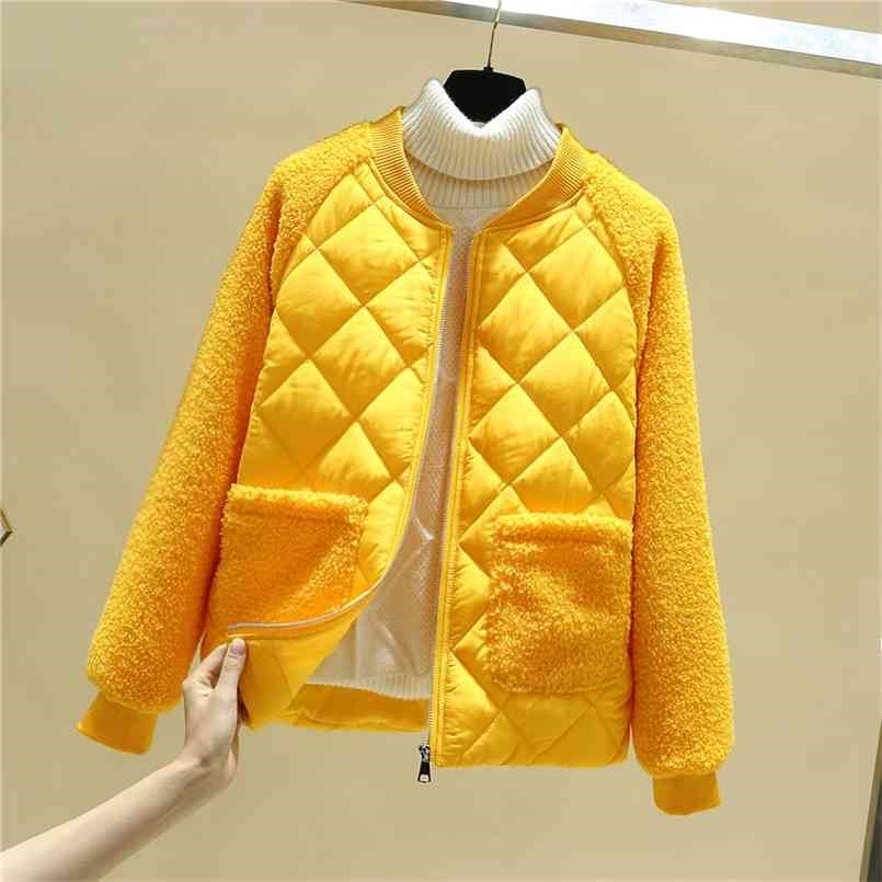 Women Spring Autumn Jacket Lamb Fur Parkas Short Women Coats And Jacket Plus Size Parka Mujer Slim Winter Jacket Spring Parkas 210819