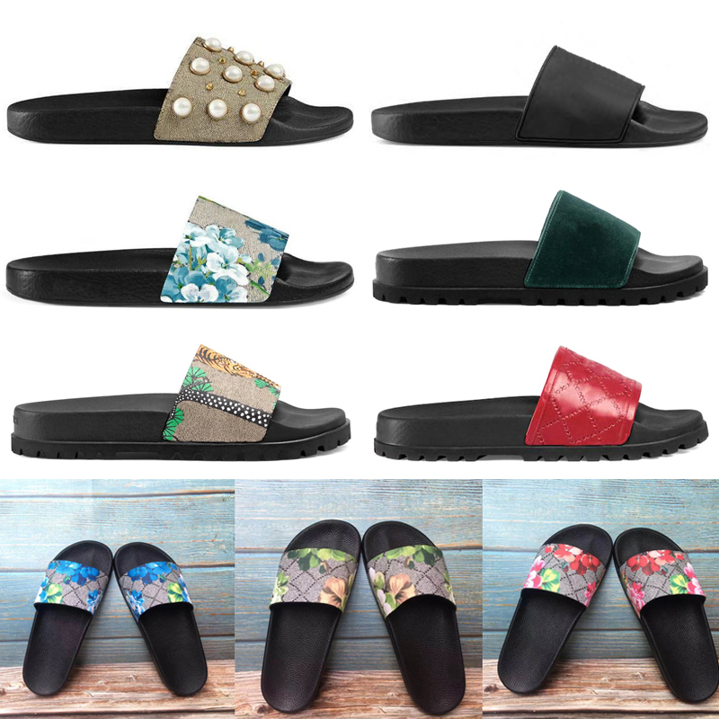 

2021 Fashion Men Women Sandals flower animals Summer sandals Slide Summer Fashion Wide Flat Slippery Sandals Slipper 36-45, Black