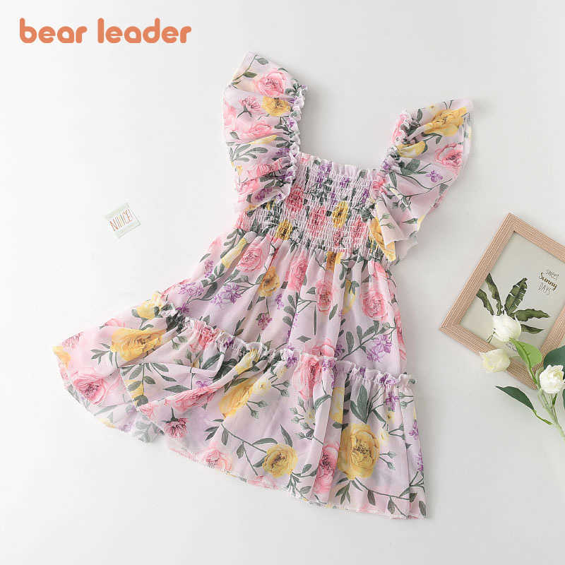 

Bear Leader Girls Floral Dress Party Princess Dress Flowers Kids Children Clothing Chiffon Girls Dresses Baby Girls Dresses 210708, Ah535red