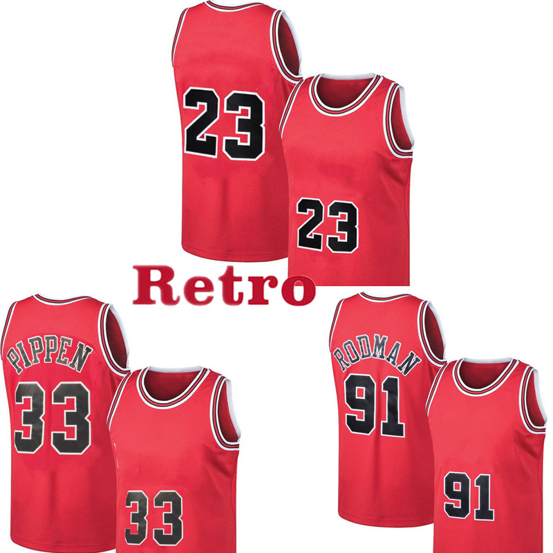 

23 Jersey Scottie 33 Pippen Jersey Dennis 91 Rodman Basketball Jerseys Mens, Retro mesh