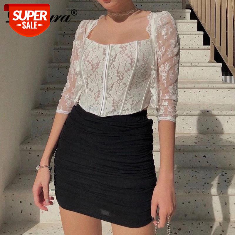 

Dulzura Lace Patchwork Women Strap Corset Top Bustier Crop Bodycon Sexy Streetwear Party Club 2021 Spring Summer Festival #Lu0C, White