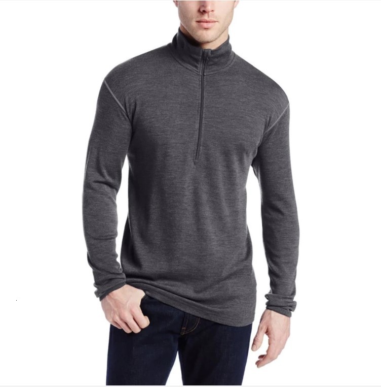 

2021 New Mens Base Layer 70% Midweight 230g Quarter Zip Sweater Men Long Sleeve Merino Wool Top Anti Odor No Itch Soft Warm Mt9w, Charcoal gray