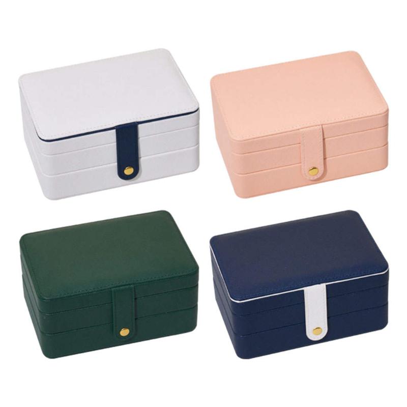 

Jewelry Pouches, Bags 2 Layer Box Chic PU Leather Storage Case For Jewellery Studs Women, Pink;blue