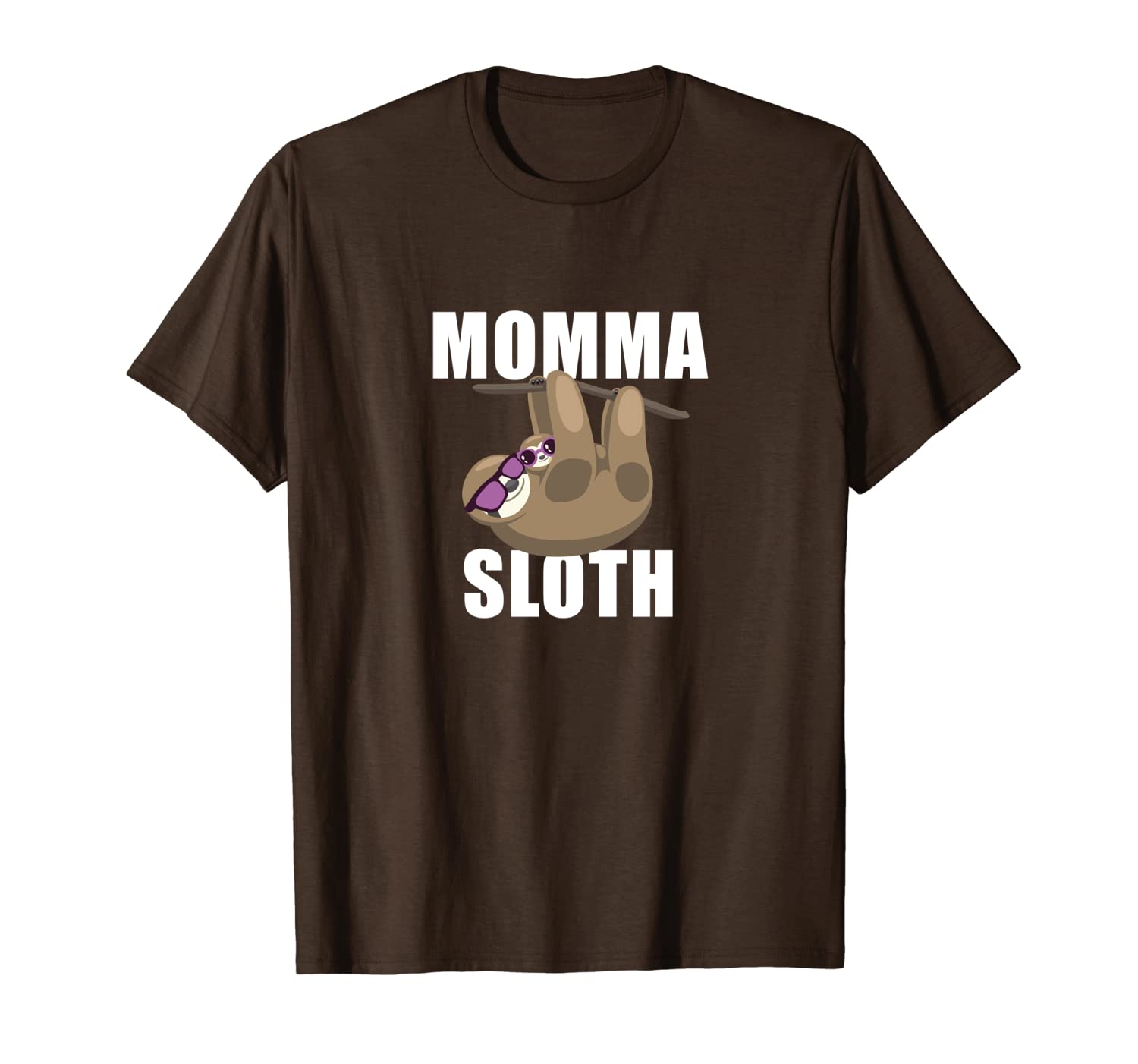 

momma sloth with baby and sunglasses t-shirt for women, White;black