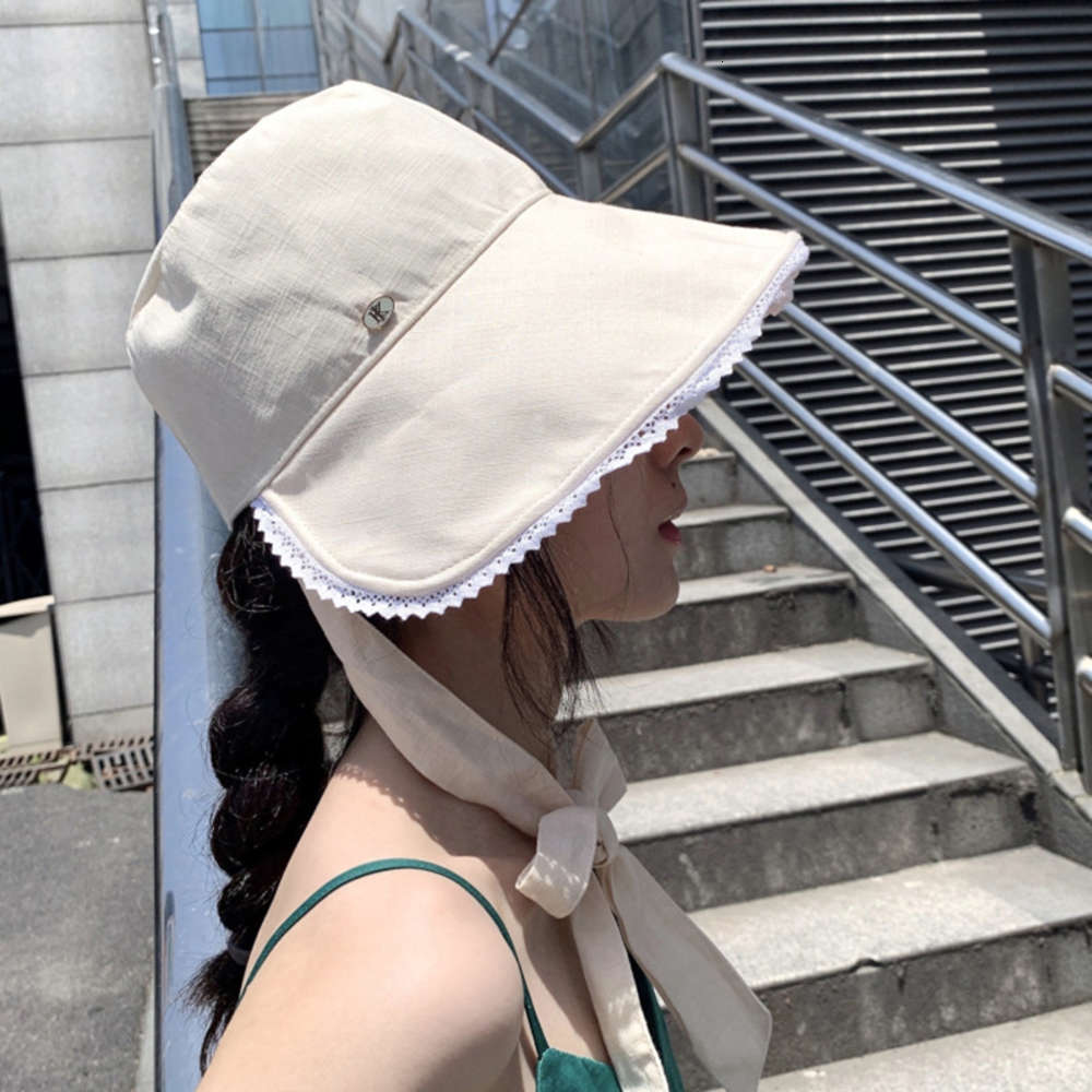 

Designer cotton hemp breathable lace fisherman's hat female basin summer sunscreen, Blue;gray