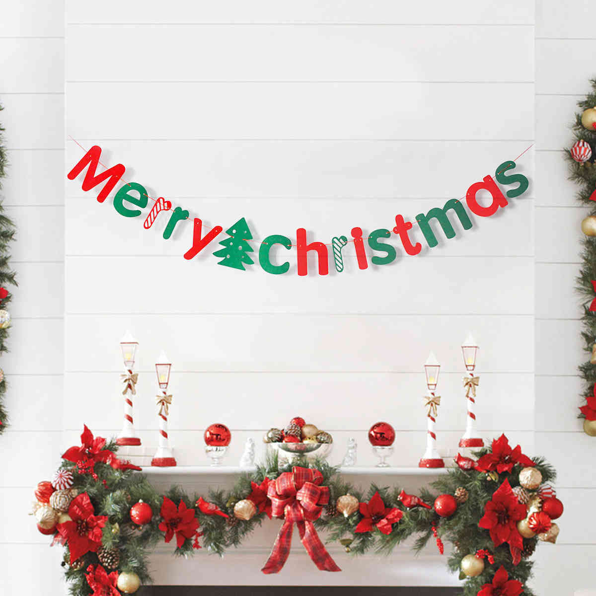 

Christmas decoration felt products Xmas Tree Pendant non-woven letter flag