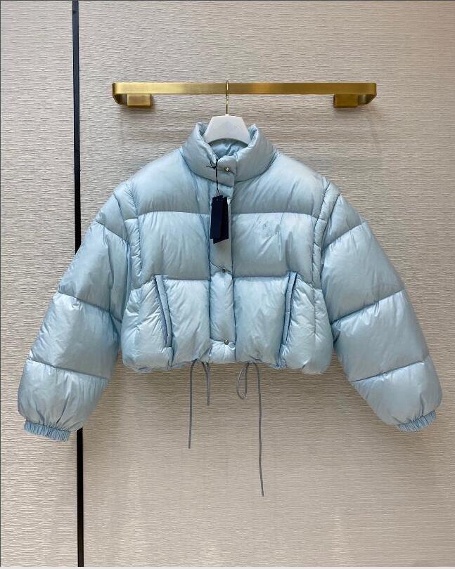 

Women Short Style Down Coat Stand CollarThick Outdoor Jacket Removable sleeves Winter Autumn Parkas Size SML