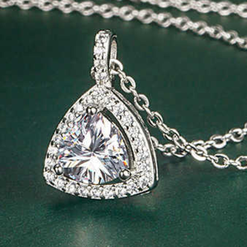 

Triangle Pendant Yellow Diamond Necklace Party Engagement For Summer