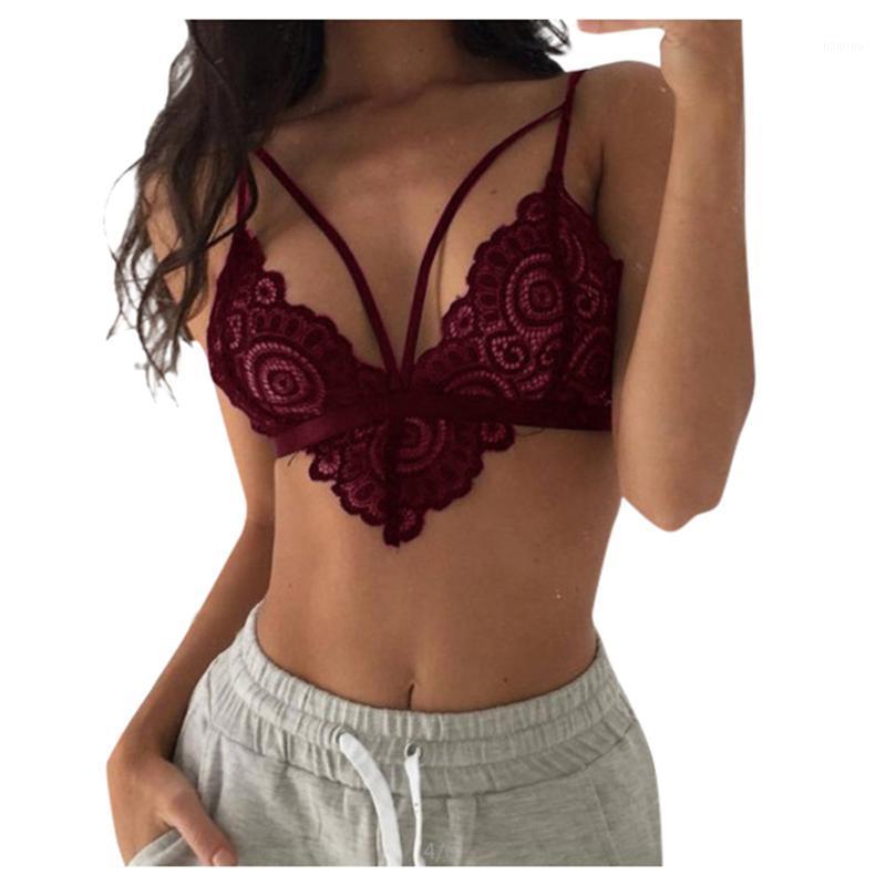 

Exotic Bra Camisoles Women Lace Floral Bralette Crop Top Deep V Brassiere Shoulder Strap Transparent Intimates & Tanks, Red