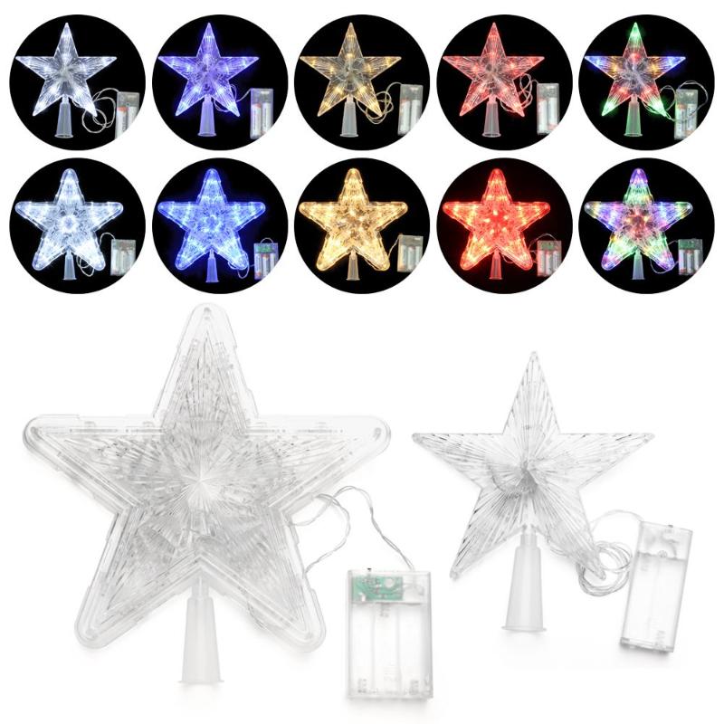 

Christmas Decorations Decor Xmas Decoration Merry LED Glowing Star Tree Top Ornaments Night Light Five-pointed Lamp