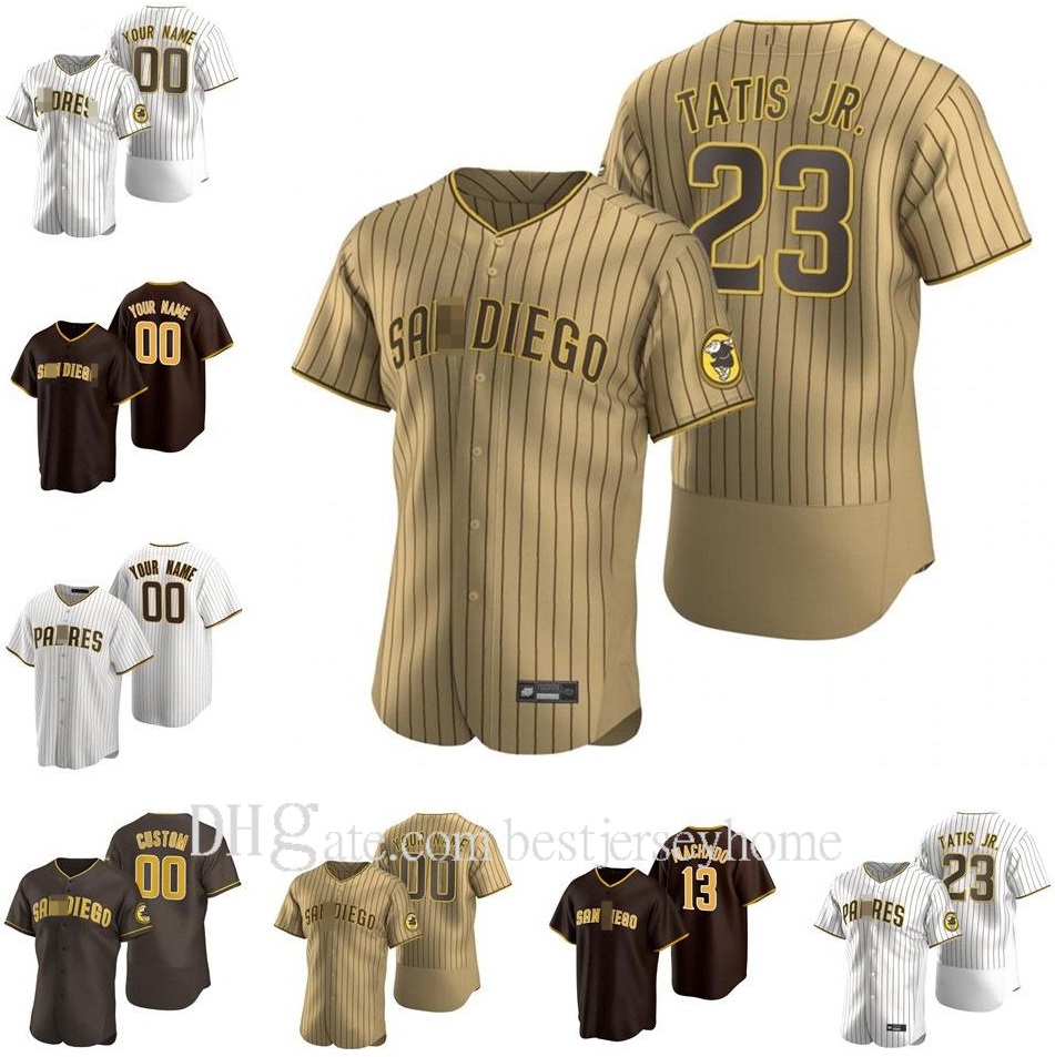 

2021 arrival 23 Fernando Tatis Jr. Jersey 13 Manny Machado 9 Jake Cronenworth 19 Tony Gwynn 29 Dinelson Lamet Baseball Jerseys, Color 13