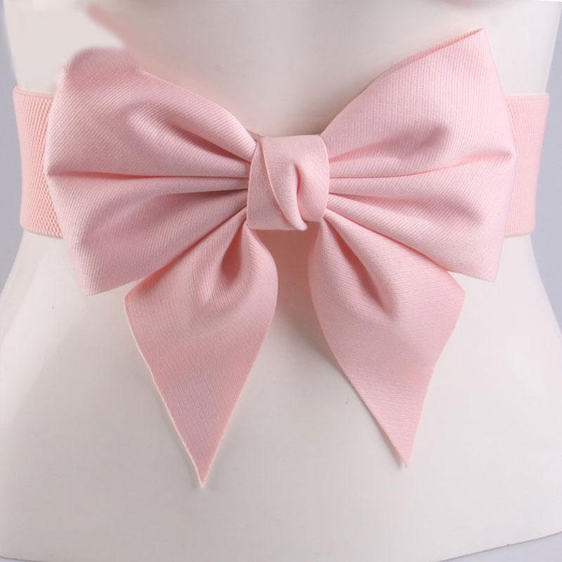 

Belts Korean Belt With Big Bow Waist Band Corset Accessories Elastic Waistband For Dress Women Navy Blue Red Black Wide, Black;brown