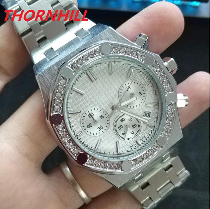 

All Subdials Work Mens Watches 42mm Stainless Steel Wristwatches Famous Stopwatch top crime quartz watch, As pic