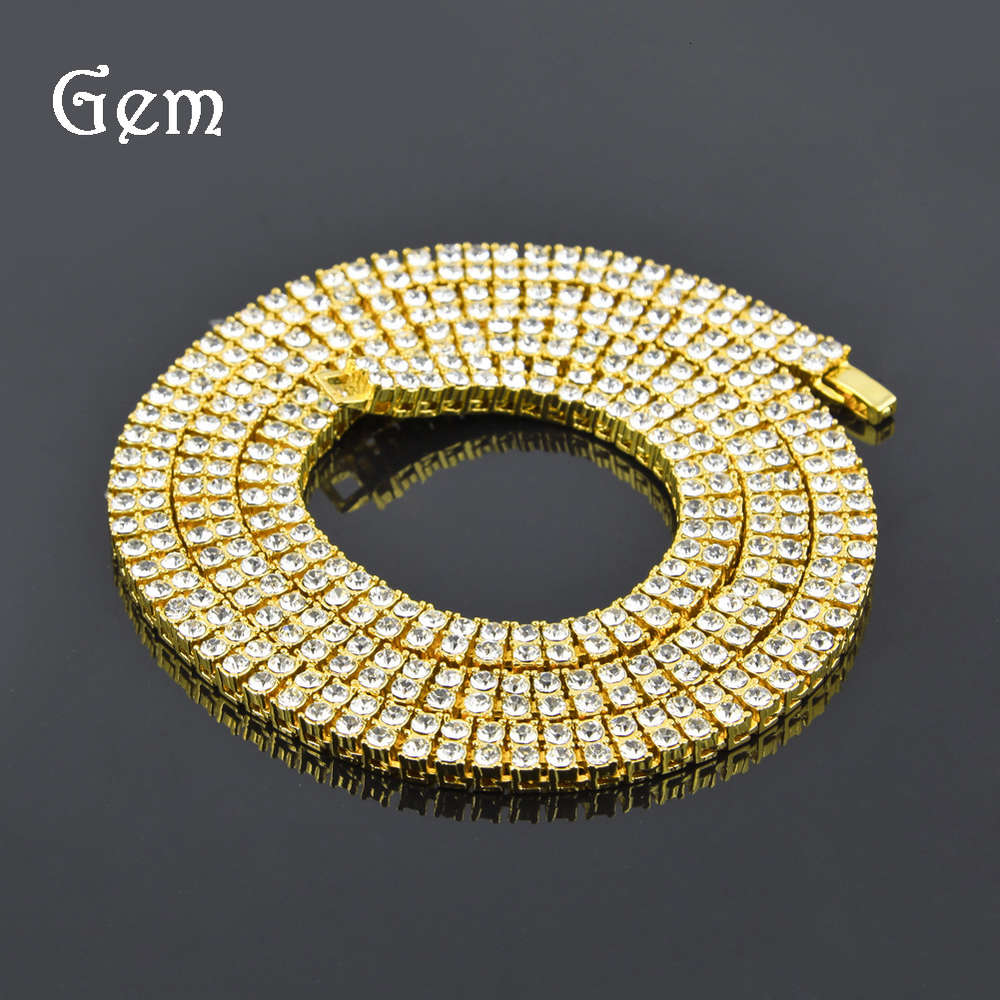 

Men's alloy diamond 2-row Necklace hip hop nn04