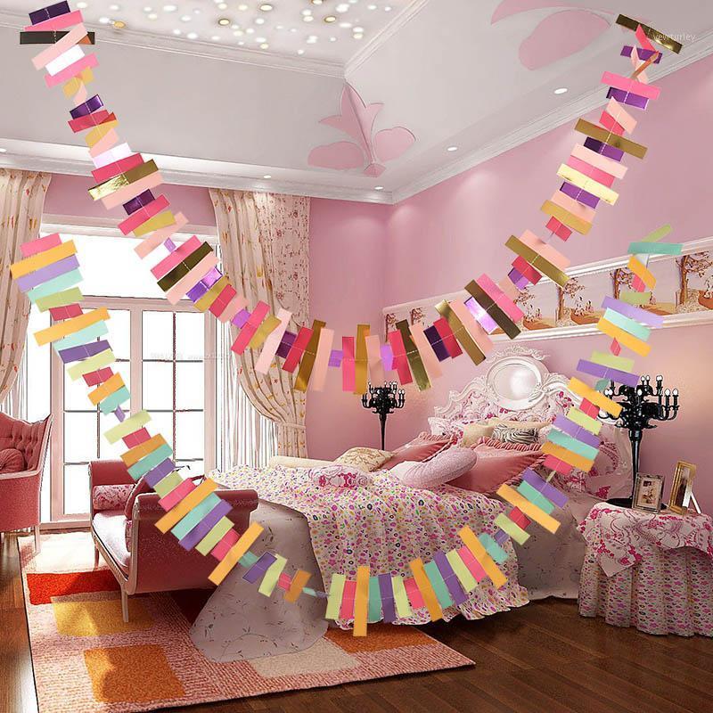

Party Decoration 2 M Rectangle Paper Garland Gold Sliver Banner Bunting Hanging Ornaments Birthday String Chains Wedding Home Decor