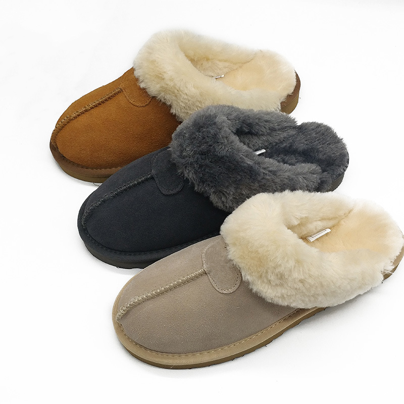 

Faux Fur Slippers Suede Slides Home Women Winter Warm Plush Bedroom Non-Slip Couples Shoes Indoor Ladies Furry Slipper, Chocolate