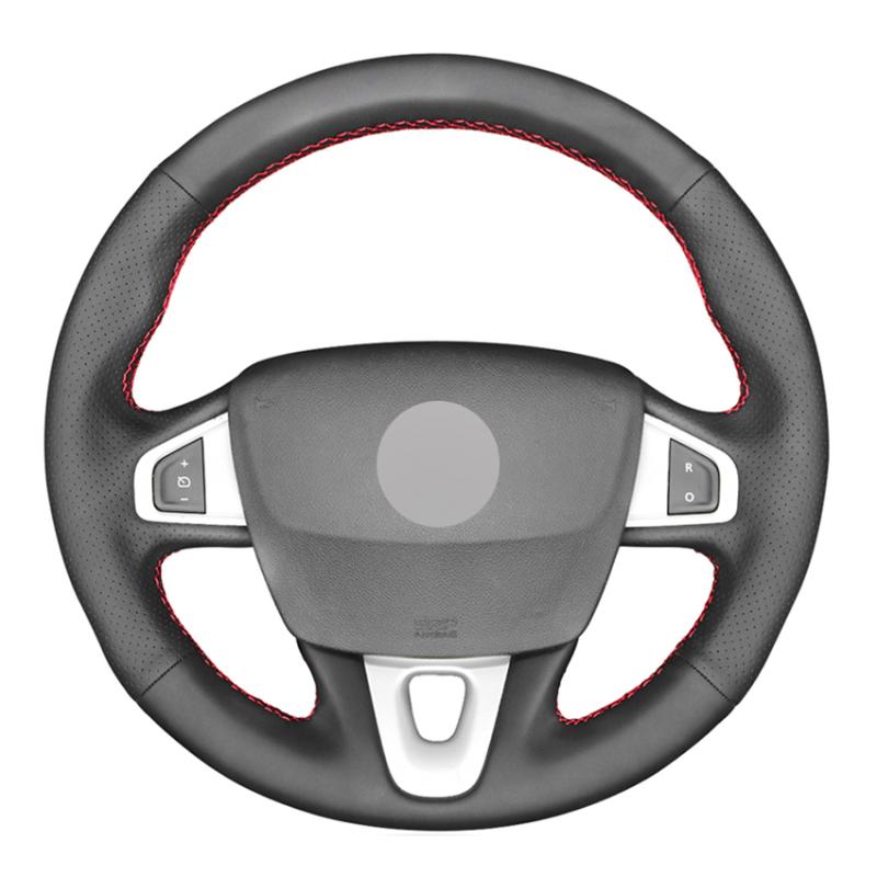 

Steering Wheel Covers Black PU Faux Leather Hand Sewing Car Cover For Megane 3 (Coupe GT) 2010 2011 2012 2013 2014 2021