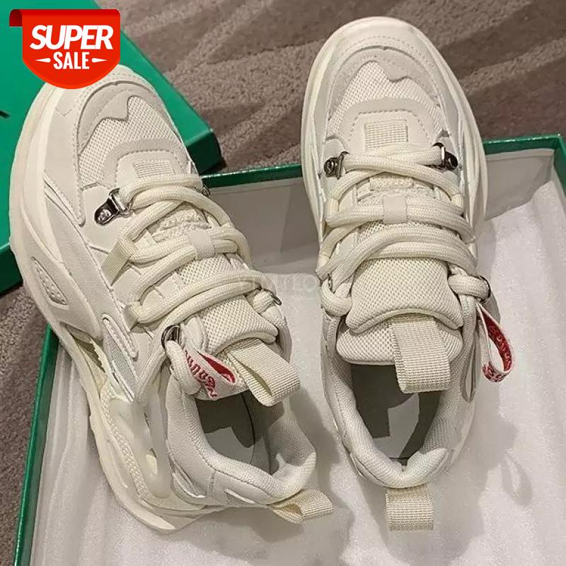 

2021 Female Sneakers Chunky Lace Up Mesh Breathable Shallow Black Ladies Women's Casual Shoes Zapatos De Mujer Plataforma #W84V