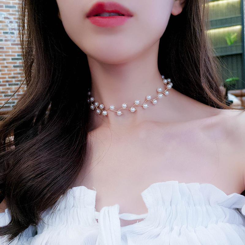 

Chokers Pearl Clavicle Chain Female Choker Neckband Simple Short Necklace Neck Jewelry Korean Collar 2022