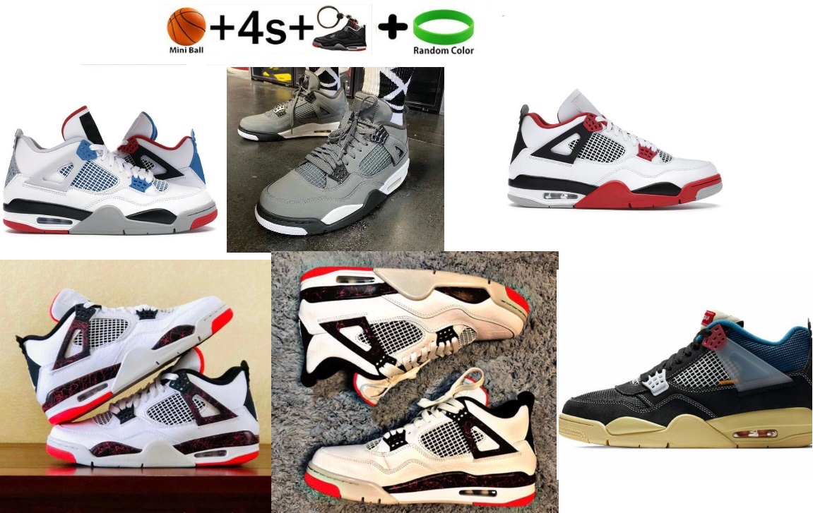 

University blue paris 4 4s IV kids Big boy basketball shoes bred SE neon black cat fire red pine green starfish mushroom white cement sports sneakers