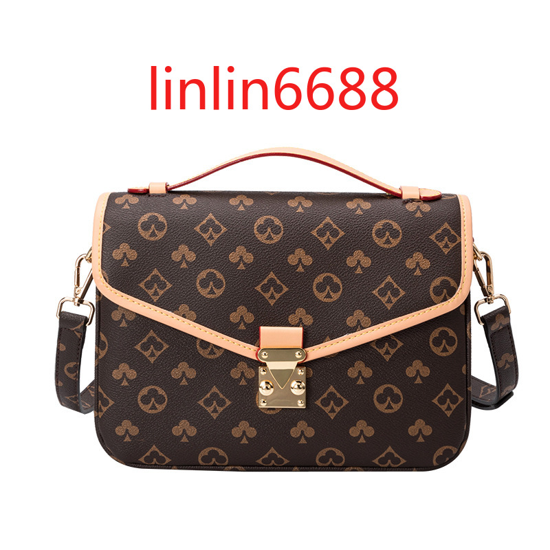 

Famous brand bag Postman small square #780 women's new handbags Fashion large capacity flip women's bags old flower single shoulder diagonal cross portable buckle, Chocolate