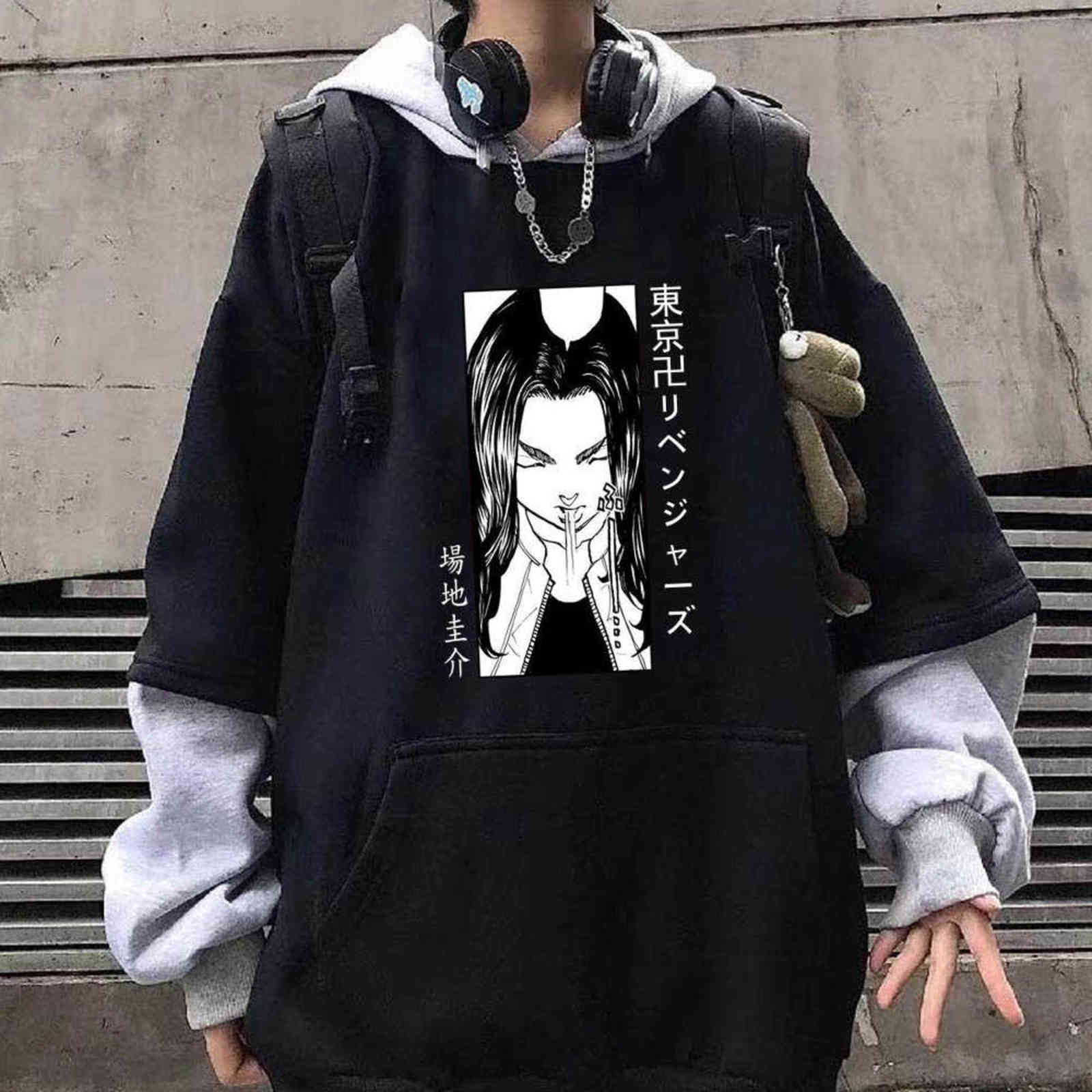 

2021 Janpanese Anime Tokyo Revengers Keisuke Baji Hoodie Unisex Long Sleeve Funny Hip Hop Pullover Sweatshirts Clothes Y1109, Black