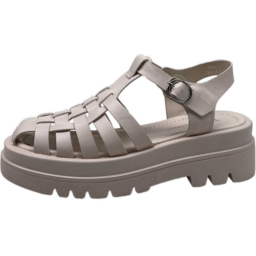 

Summer platform sandals Flat Shoes Hollow Thick Bottom One Buckle Preparation Roman Shoes women sandals 210701, Beige