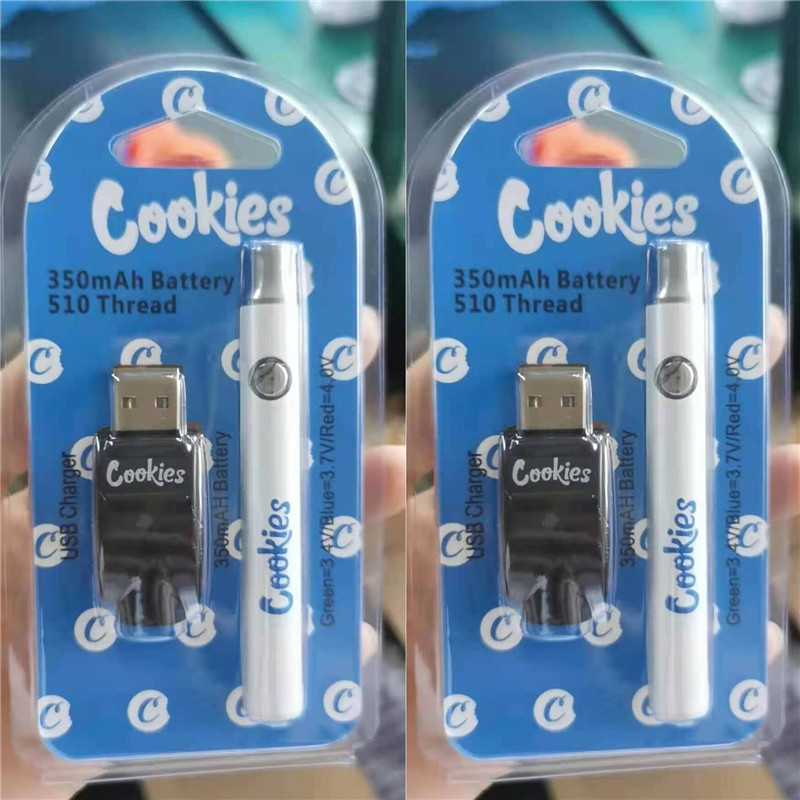 

Cookies Preheat Battery 350mAh Preheating VV Variable Voltage USB Charger for 510 Thread Carts Thick Oil Disposable Cartriders Tank with Bli