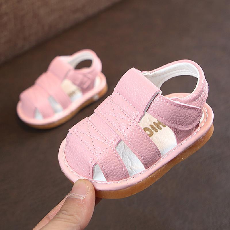

Sandals Kids Boy Summer Shoes 2021 Baby Outdoor Beach Pu Leather Close Toe Romal Girls Toddler First Walker, Black;red